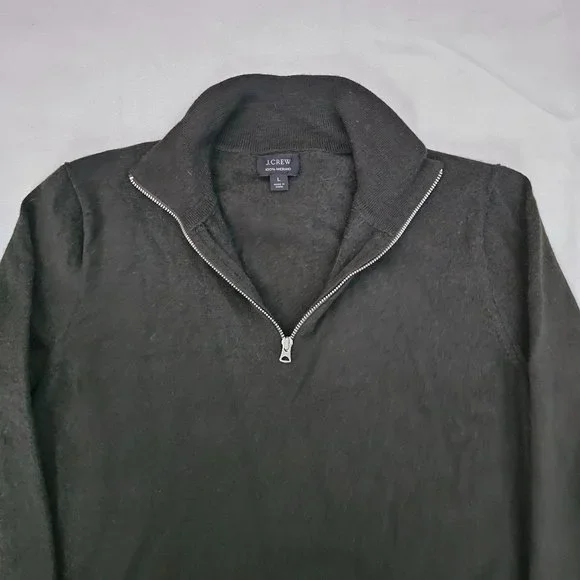 J. Crew Gray 100% Merino Wool Quarter Zip Long Sleeve Pullover Sweater Sz Large - Picture 4 of 12